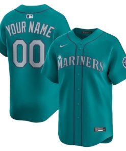 Men's Seattle Mariners  Nike Alternate Limited Custom Jersey- Teal/White