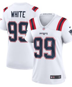 Keion White New England Patriots Nike Women's  Game Jersey -  White/Navy/Red