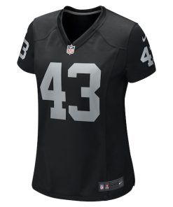 Alternative view of Kanai Mauga Las Vegas Raiders Nike Women's Team Game Jersey -  Black