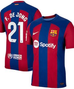 Frenkie de Jong Barcelona Nike 2023/24 Home Authentic Jersey - Royal/Aqua/White
