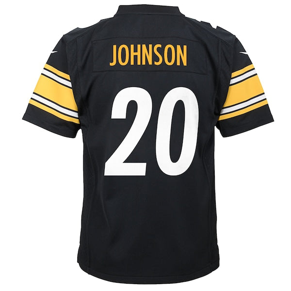 Kaleb Johnson Pittsburgh Steelers Nike Youth Team Game Jersey - Black - Image 3