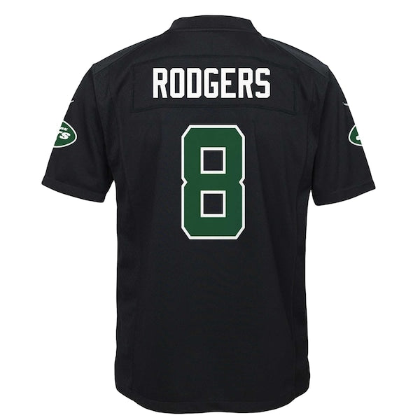 Aaron Rodgers New York Jets Nike Youth Game Jersey - Black/Green/White - Image 4