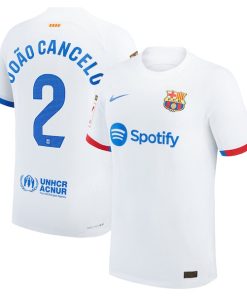 Joao Cancelo Barcelona Nike 2023/24 Away Match Authentic Player Jersey - White/Aqua/Royal