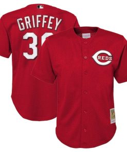 Ken Griffey Jr. Cincinnati Reds Youth Cooperstown Collection?Mesh Batting Practice Jersey - Red