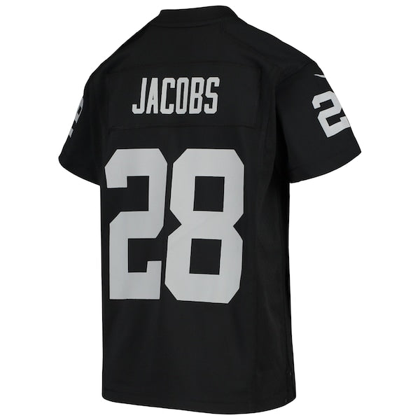Josh Jacobs Las Vegas Raiders Nike Youth Game Jersey - Black/White - Image 5