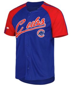 Alternative view of Chicago Cubs Stitches Button-Down Raglan Fashion Jersey - Royal