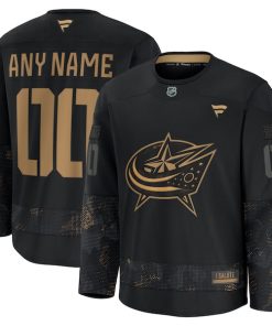 Columbus Blue Jackets  2024 Military Appreciation Personalized Long Sleeve Practice Jersey - Black