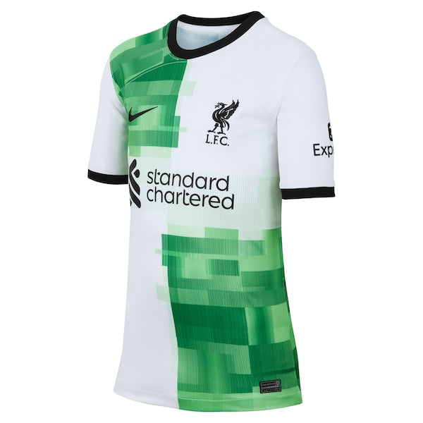 Darwin N¨²?ez Liverpool Nike Youth 2023/24 Away Replica Jersey - White - Image 2