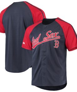 Boston Red Sox Stitches Button-Down Raglan Replica Jersey - Navy