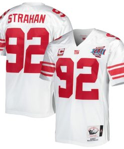 Alternative view of Michael Strahan New York Giants 2007 Authentic Throwback Retired Player Jersey - White/Royal