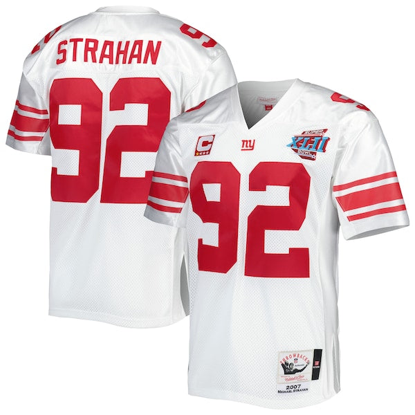 Michael Strahan New York Giants 2007 Authentic Throwback Retired Player Jersey - White/Royal - Image 2