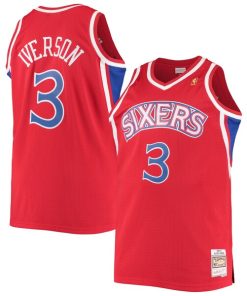 Allen Iverson Philadelphia 76ers 1996/97 Big & Tall Hardwood Classics Swingman Jersey - Red/Black/Royal/White