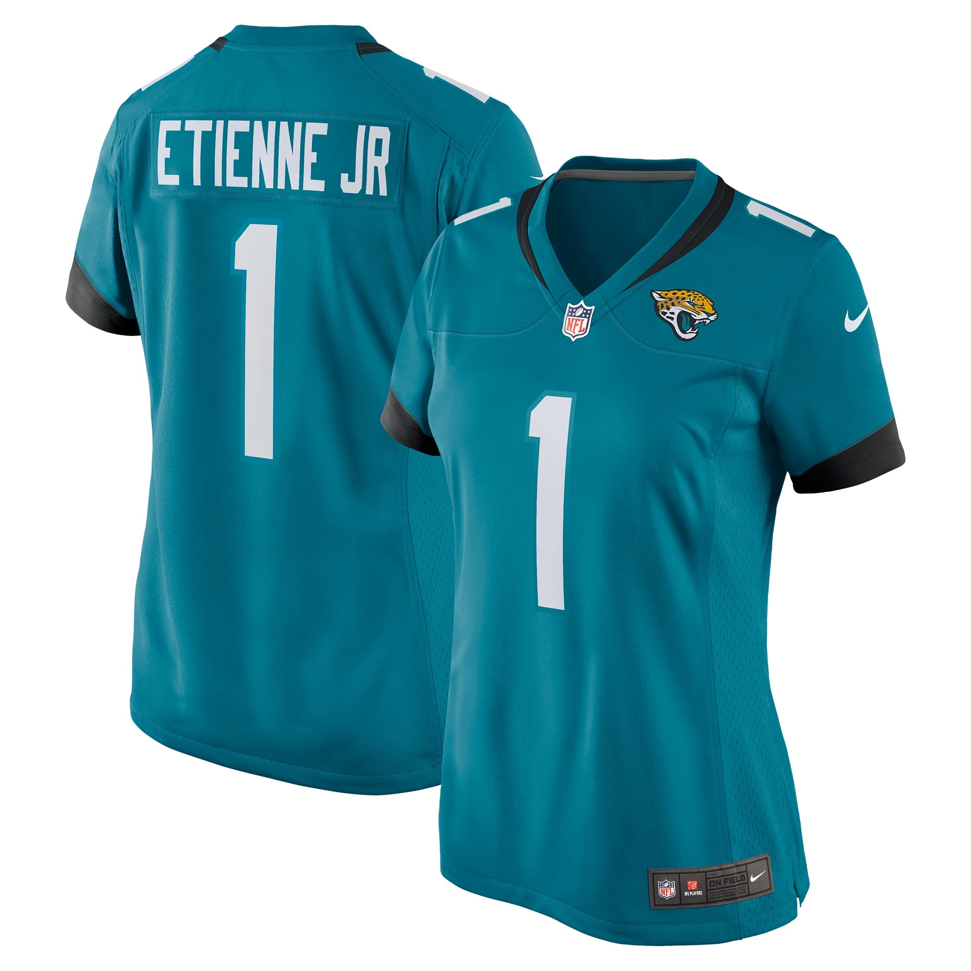 Travis Etienne Jacksonville Jaguars Nike Women's Game Jersey - Black/Teal - Image 5