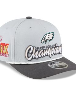 Philadelphia Eagles New Era Super Bowl LIX Champions Locker Room Trophy Collection 9SEVENTY Rope Adjustable Hat - Gray/Charcoal