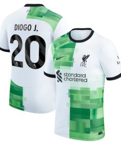 Alternative view of Diogo Jota Liverpool Nike 2023/24 Away Replica Player Jersey - White/Red
