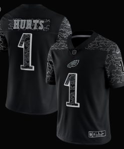 Alternative view of Jalen Hurts Philadelphia Eagles Nike RFLCTV Limited Jersey - Black