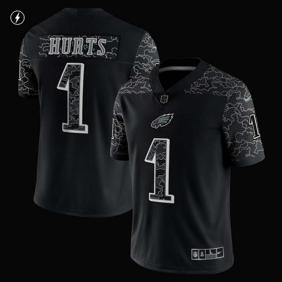 Jalen Hurts Philadelphia Eagles Nike RFLCTV Limited Jersey - Black - Image 2
