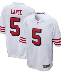 Alternative view of Trey Lance San Francisco 49ers Nike Alternate Game Jersey - White/Scarlet