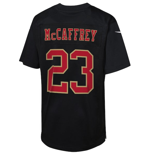 Christian McCaffrey San Francisco 49ers Nike Youth Super Bowl LVIII Patch Carbon Fashion Game Jersey - Black - Image 3