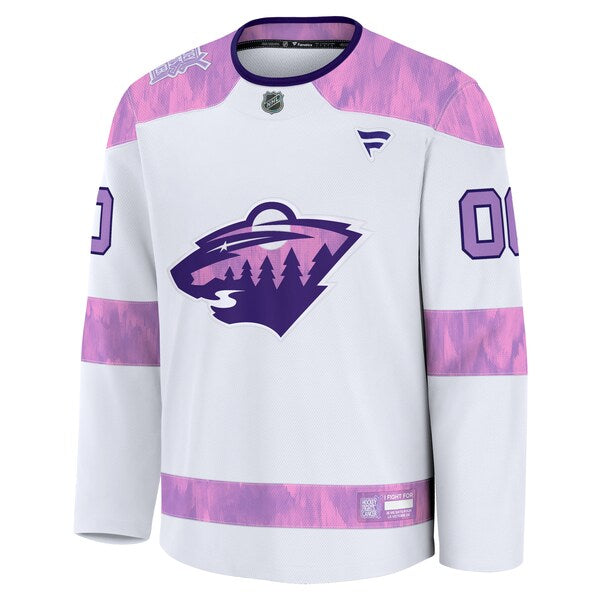 Minnesota Wild 2024 Hockey Fights Cancer Custom Practice Jersey - White - Image 2