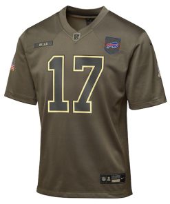 Alternative view of Josh Allen Buffalo Bills Nike Youth 2025 Salute to Service Game Jersey - Olive