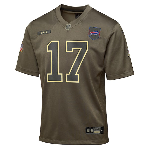 Josh Allen Buffalo Bills Nike Youth 2025 Salute to Service Game Jersey - Olive - Image 2