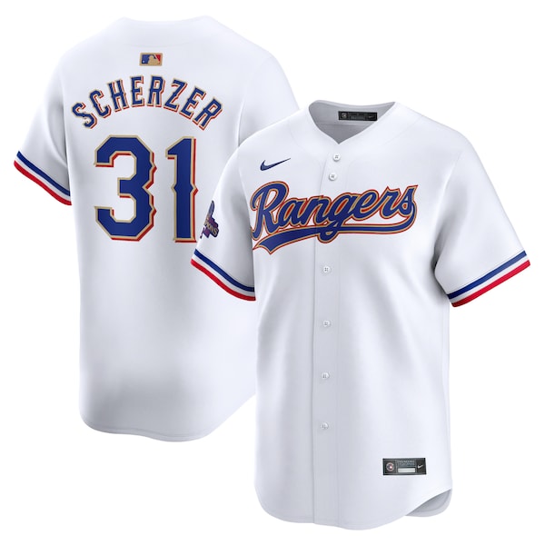 Max Scherzer Texas Rangers Nike 2024 Gold Collection Limited Player Jersey?ยจC White