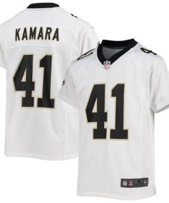 Alternative view of Alvin Kamara New Orleans Saints Nike Youth Game Jersey - White/Black