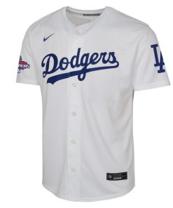 Alternative view of Los Angeles Dodgers Nike Youth 2024 World Series Champions Home Limited Jersey - White