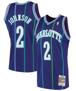 Larry Johnson Charlotte Hornets 1994/95 Hardwood Classics Swingman Jersey - Purple