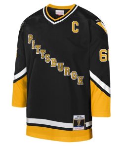 Alternative view of Mario Lemieux Pittsburgh Penguins Youth 1992-93 Blue Line Captain Patch Player Jersey - Black