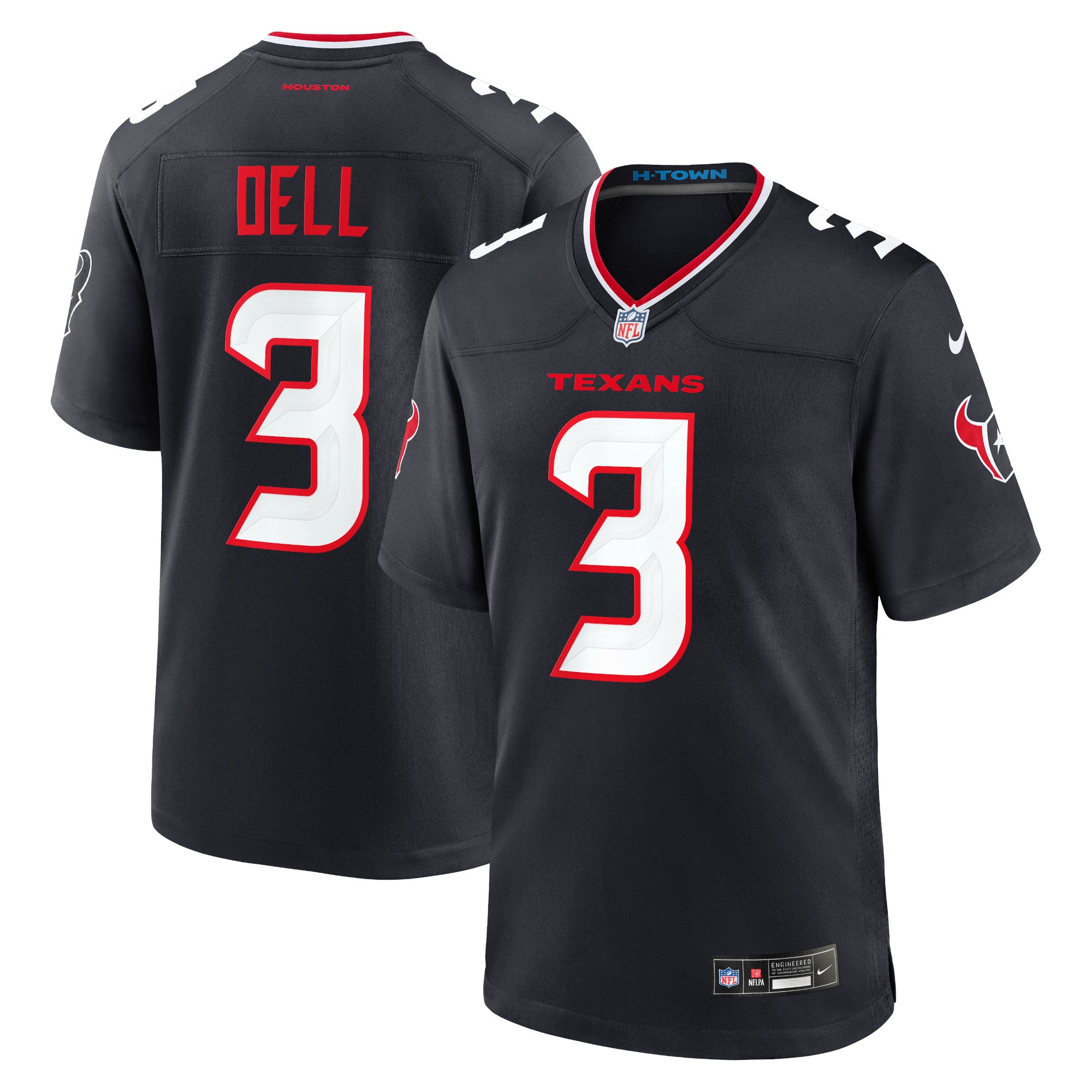Tank Dell Houston Texans Nike Alternate Game Jersey - Red/White/Navy - Image 14