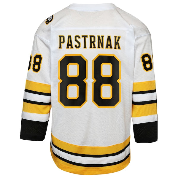 David Pastrnak Boston Bruins Youth Home Replica Player Jersey - White/Black - Image 5