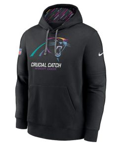 Alternative view of Carolina Panthers Nike 2024 NFL Crucial Catch Club Pullover Hoodie - Black