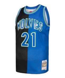 Alternative view of Kevin Garnett Minnesota Timberwolves Hardwood Classics 1995/96 Split Swingman Jersey - Black/Blue