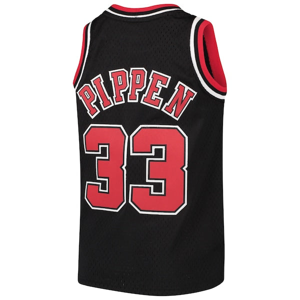 Scottie Pippen Chicago Bulls Youth Hardwood Classics Swingman Throwback Jersey - Black/Red/White - Image 7
