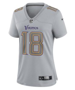 Alternative view of Justin Jefferson Minnesota Vikings Nike Women's Atmosphere Fashion Game Jersey - Gray
