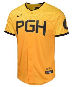 Alternative view of Ke'Bryan Hayes Pittsburgh Pirates Nike Youth City Connect Limited Player Jersey - Gold