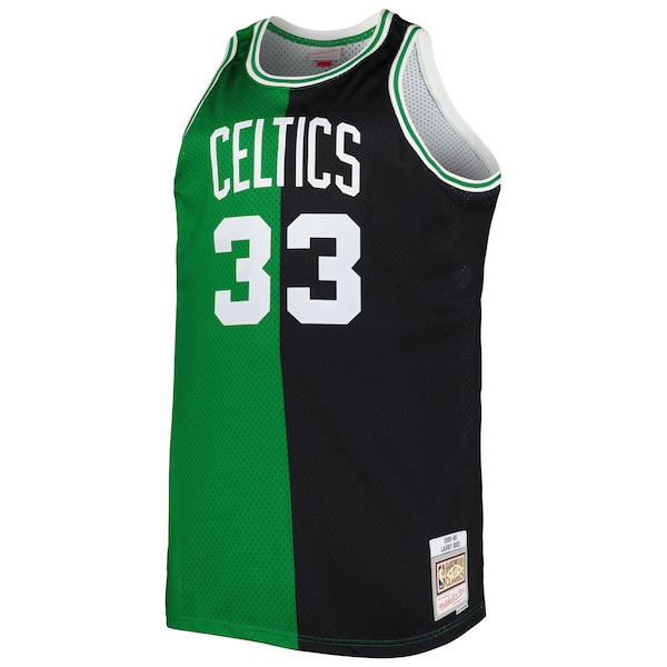 Larry Bird Boston Celtics Big & Tall Hardwood Classics 1985/86 Split Swingman Jersey - Kelly Green/Black - Image 2