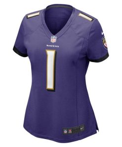 Alternative view of Number 1 Bride Baltimore Ravens Nike Women's Game Jersey - Purple