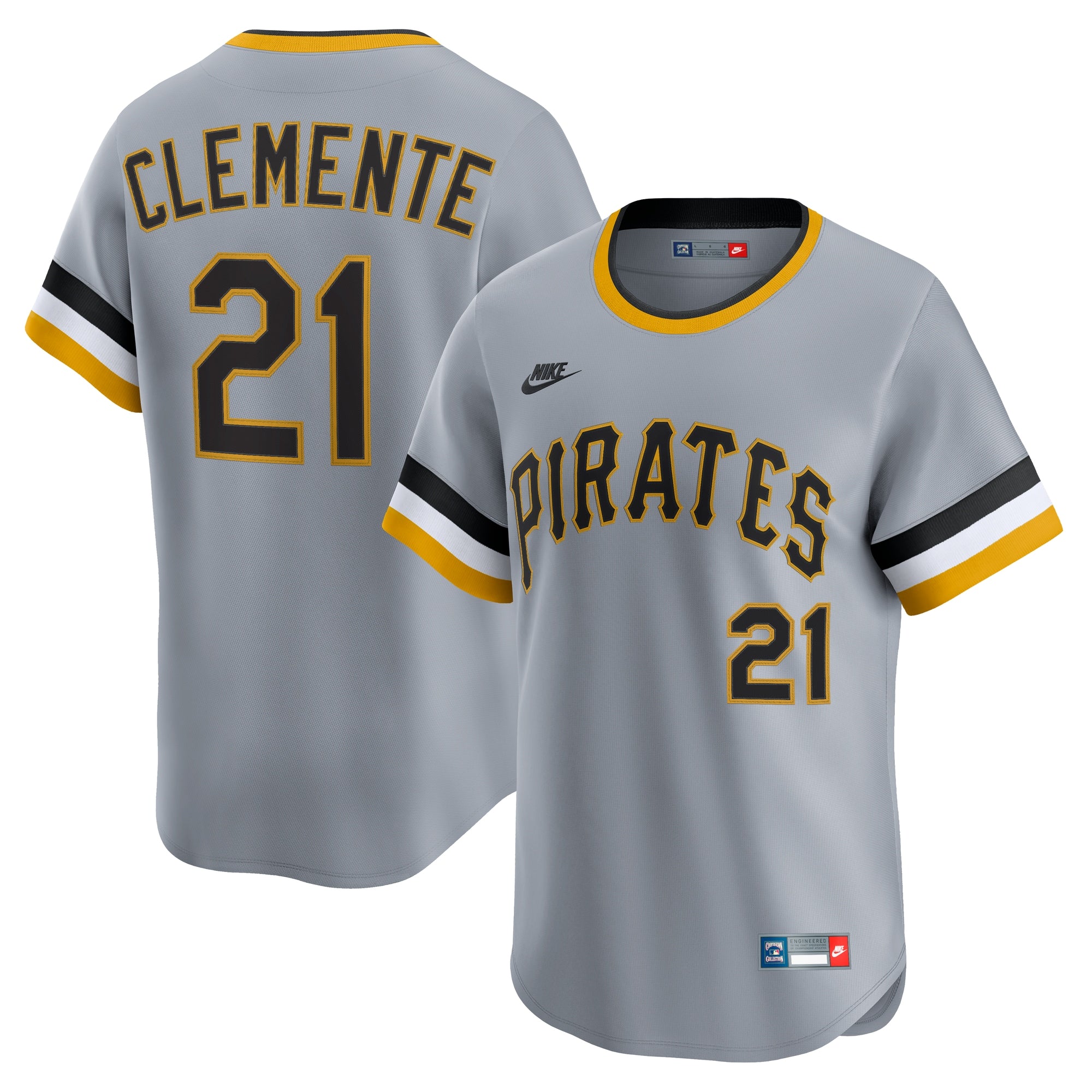 Roberto Clemente Pittsburgh Pirates Nike Cooperstown Collection Limited Jersey - White/Gray - Image 6
