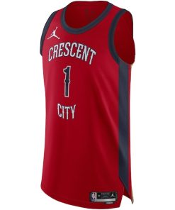 Alternative view of Zion Williamson New Orleans Pelicans Jordan Brand Authentic Jersey - Association Edition - Red