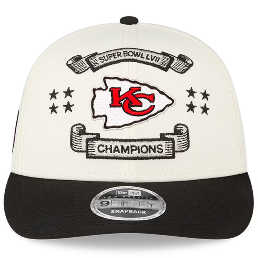 Kansas City Chiefs New Era Super Bowl LVII Champions Locker Room 9FIFTY Low Profile Snapback Hat - Cream - Image 2