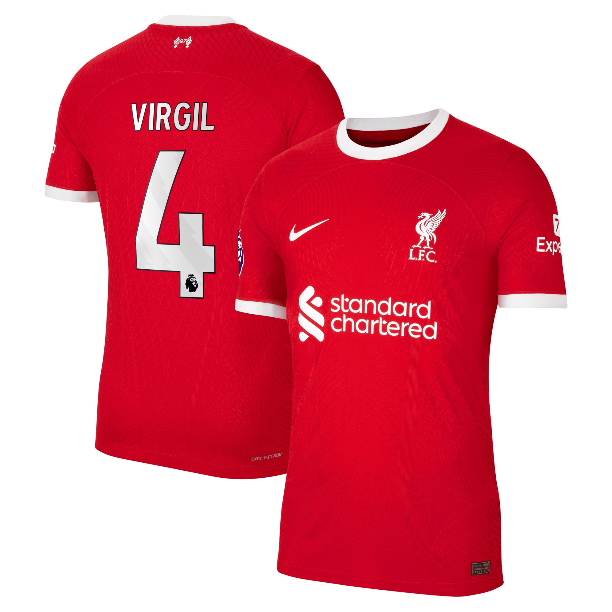 Virgil van Dijk Liverpool Nike 2023/24 Away Authentic Player Jersey - White/Red - Image 5