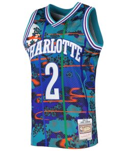Alternative view of Larry Johnson Charlotte Hornets 1992/93 Hardwood Classics Lunar New Year Swingman Jersey - Teal