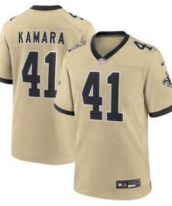 Alternative view of Alvin Kamara New Orleans Saints Nike Gameday Golds Alternate Game Player Jersey - Gold/Black/White