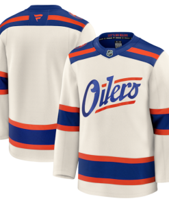 Alternative view of Edmonton Oilers  Alternate Premium Jersey - Light Beige/Royal/White