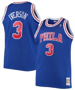 Alternative view of Allen Iverson Philadelphia 76ers 1996/97 Big & Tall Hardwood Classics Swingman Jersey - Royal/Black/Red/White