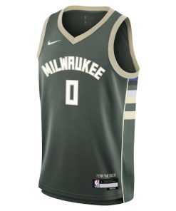Alternative view of Damian Lillard Milwaukee Bucks Nike Youth Swingman Jersey - Icon Edition - Hunter Green