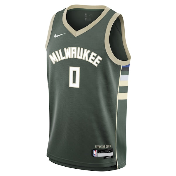 Damian Lillard Milwaukee Bucks Nike Youth Swingman Jersey - Icon Edition - Hunter Green - Image 2